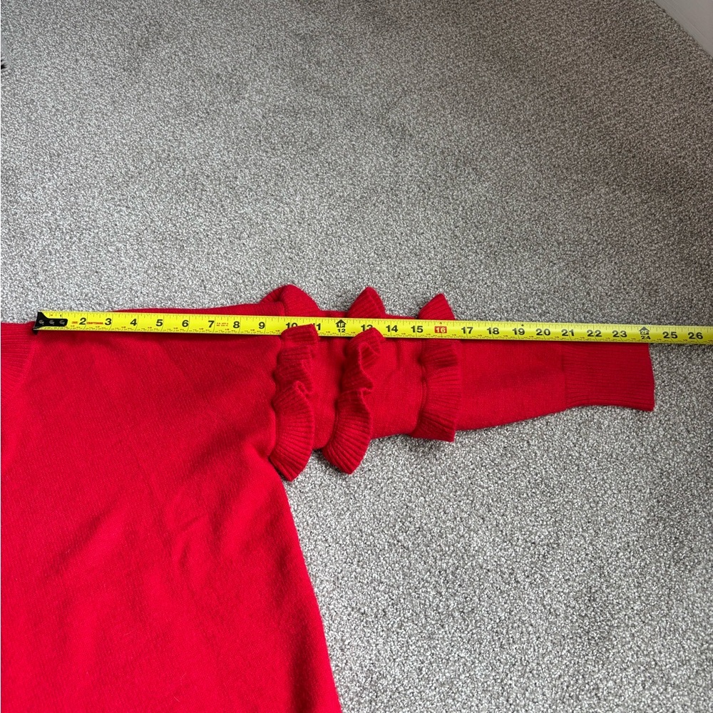Line & Dot Red Ruffled Crew Neck Sweater - Picture 4 of 6